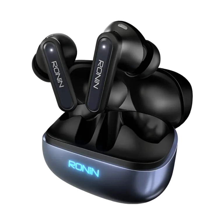 Full look at the Vox R-7085 earbuds and their charging case