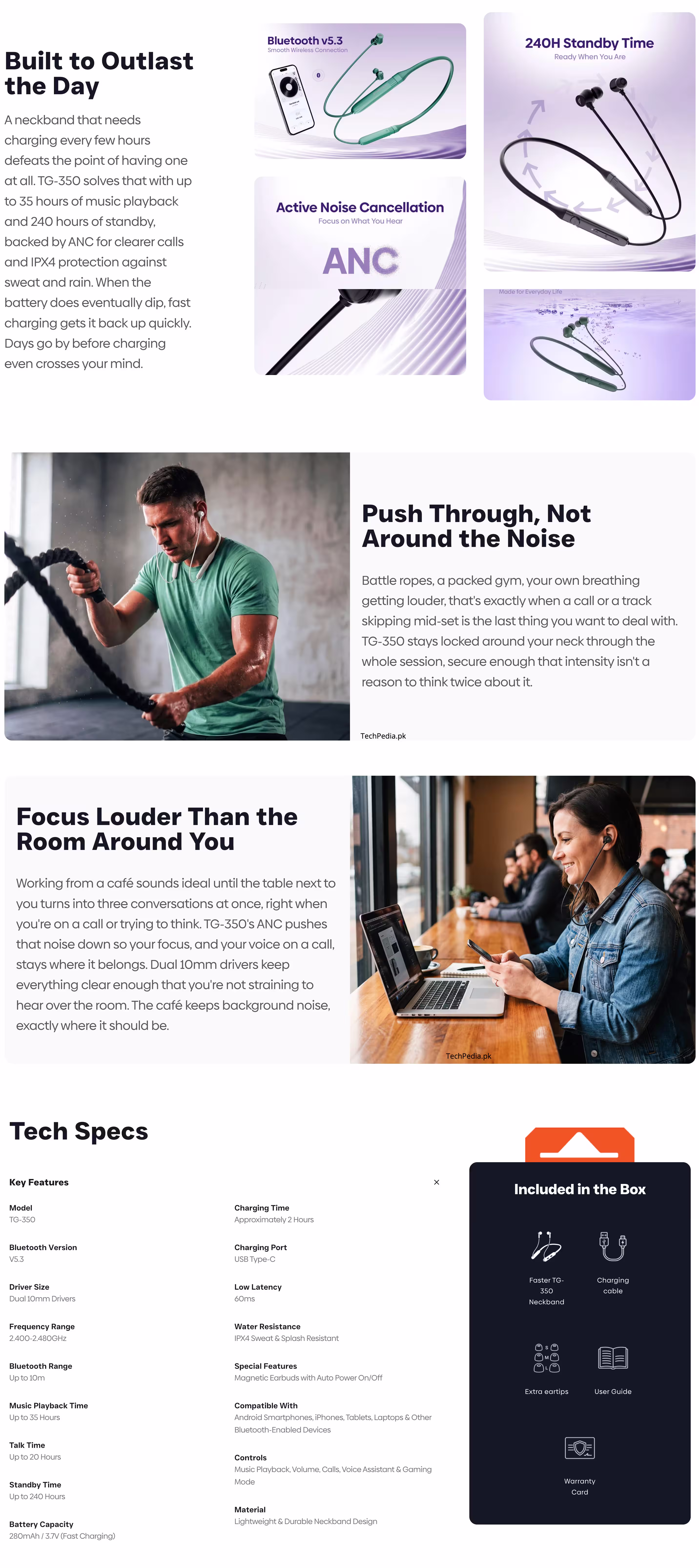 Faster TG-350 Neckband Infographic