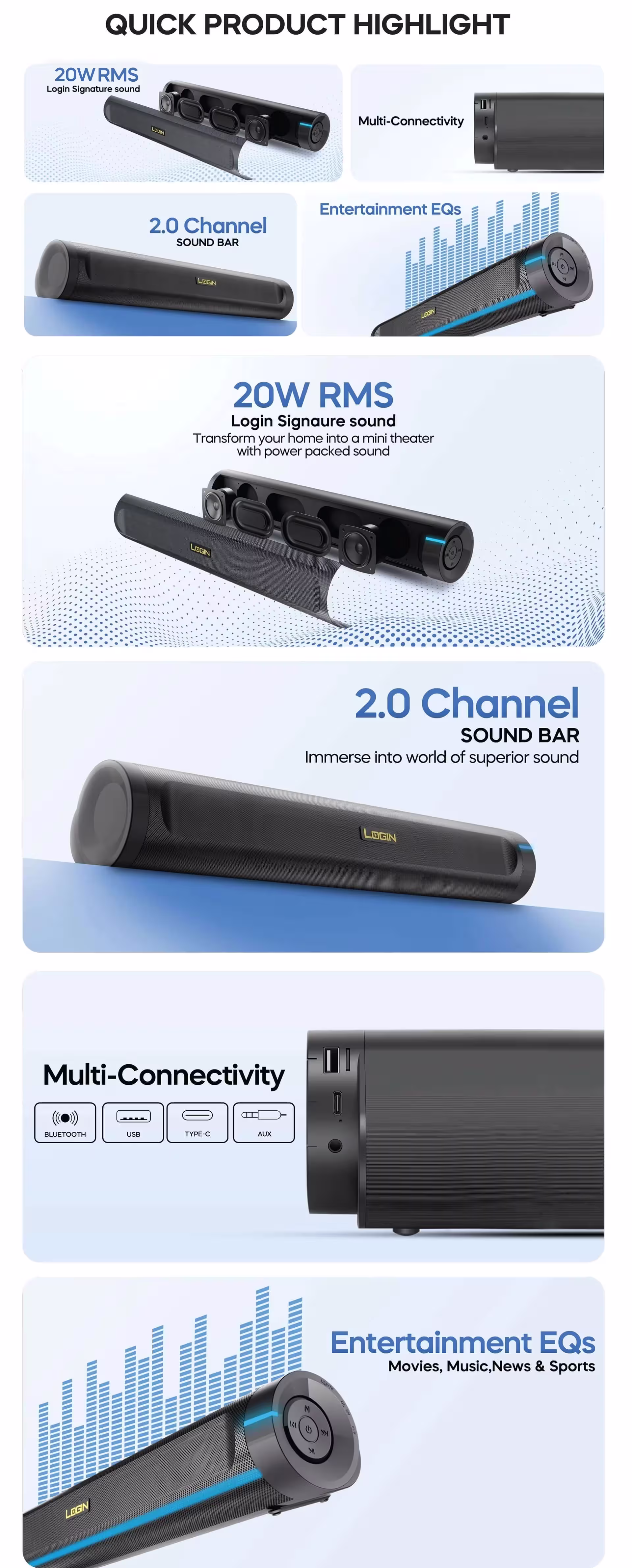 Login L-270 Predox Soundbar Speaker Infographic