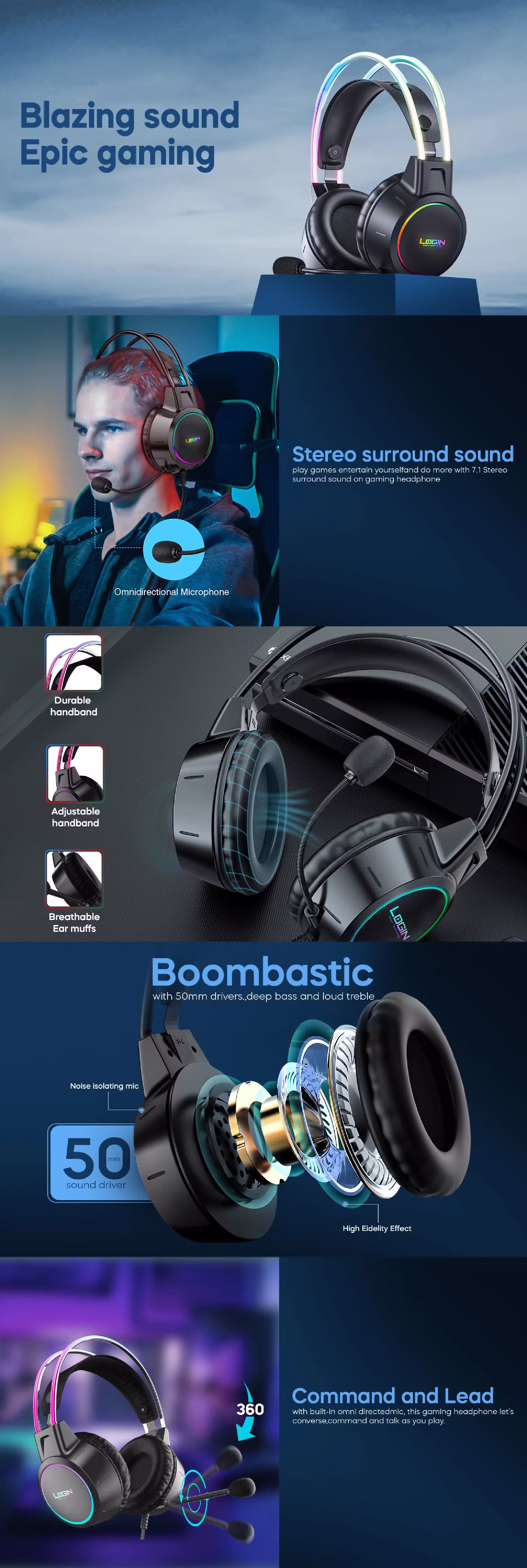 Login L-285 Ragnar Gaming Headphone Infographic