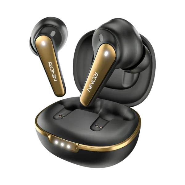 The complete Eclipse R-7065 set, case and earbuds together