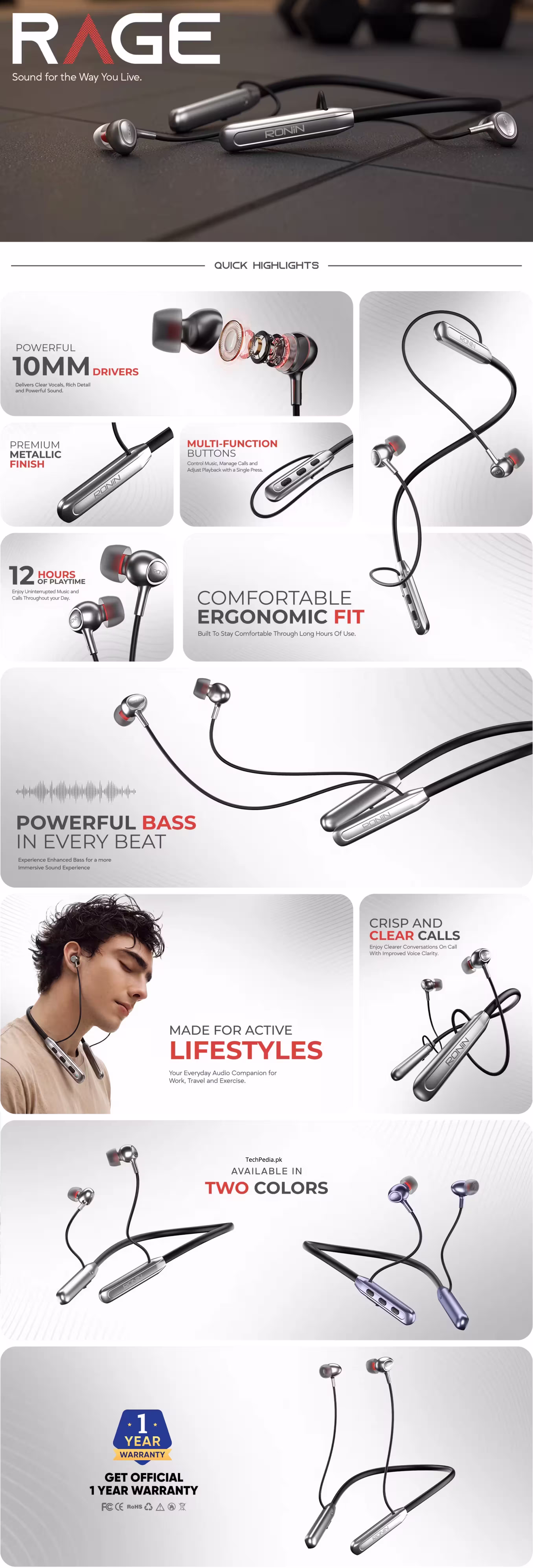 Ronin Rage R-3505 Neckband Infographic