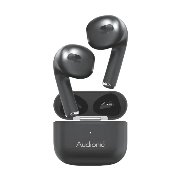 A front look at the Airbud 5 Max and charging case
