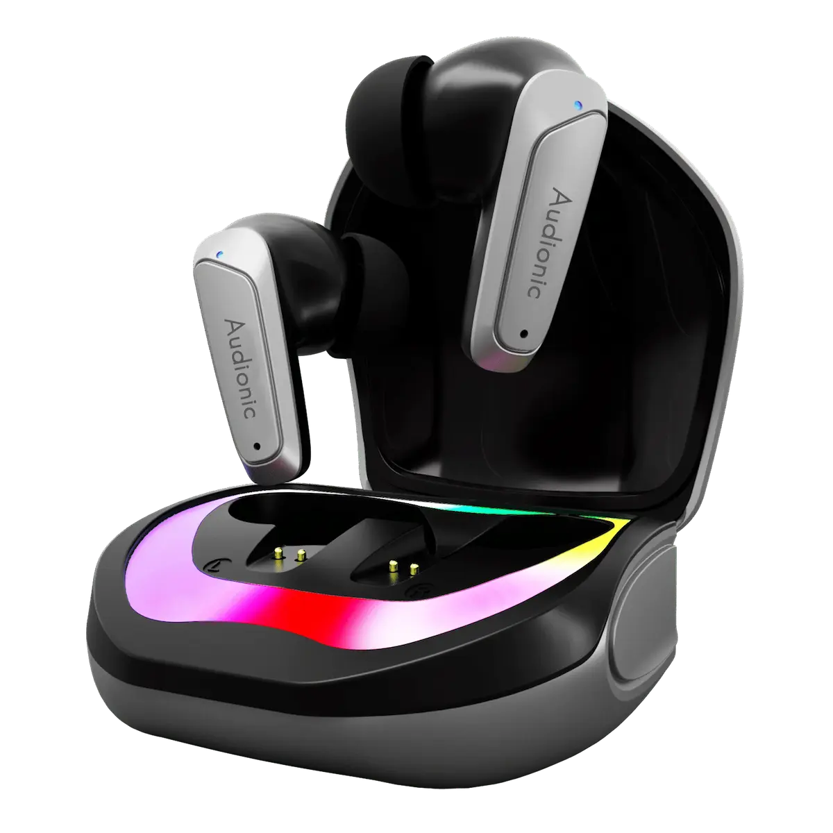 Audionic Battlebuds-Pro-Gaming-Earbuds Audionic Battlebuds Pro Gaming Earbuds shown with their charging case