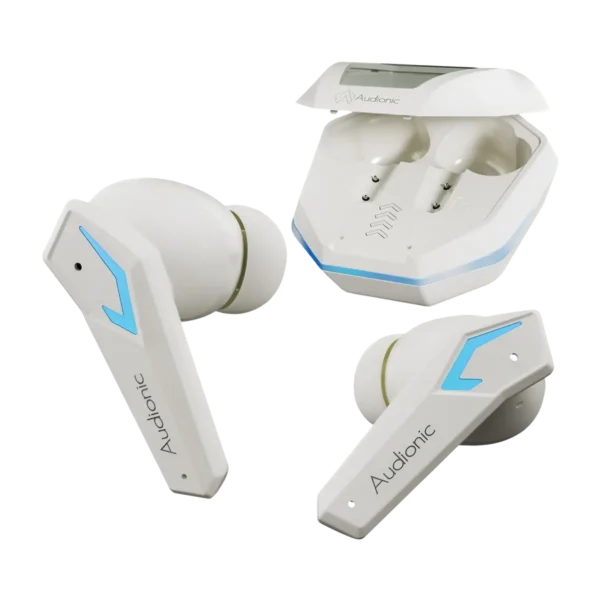 Full view of both Audionic Battlebuds Lite earbuds outside the case