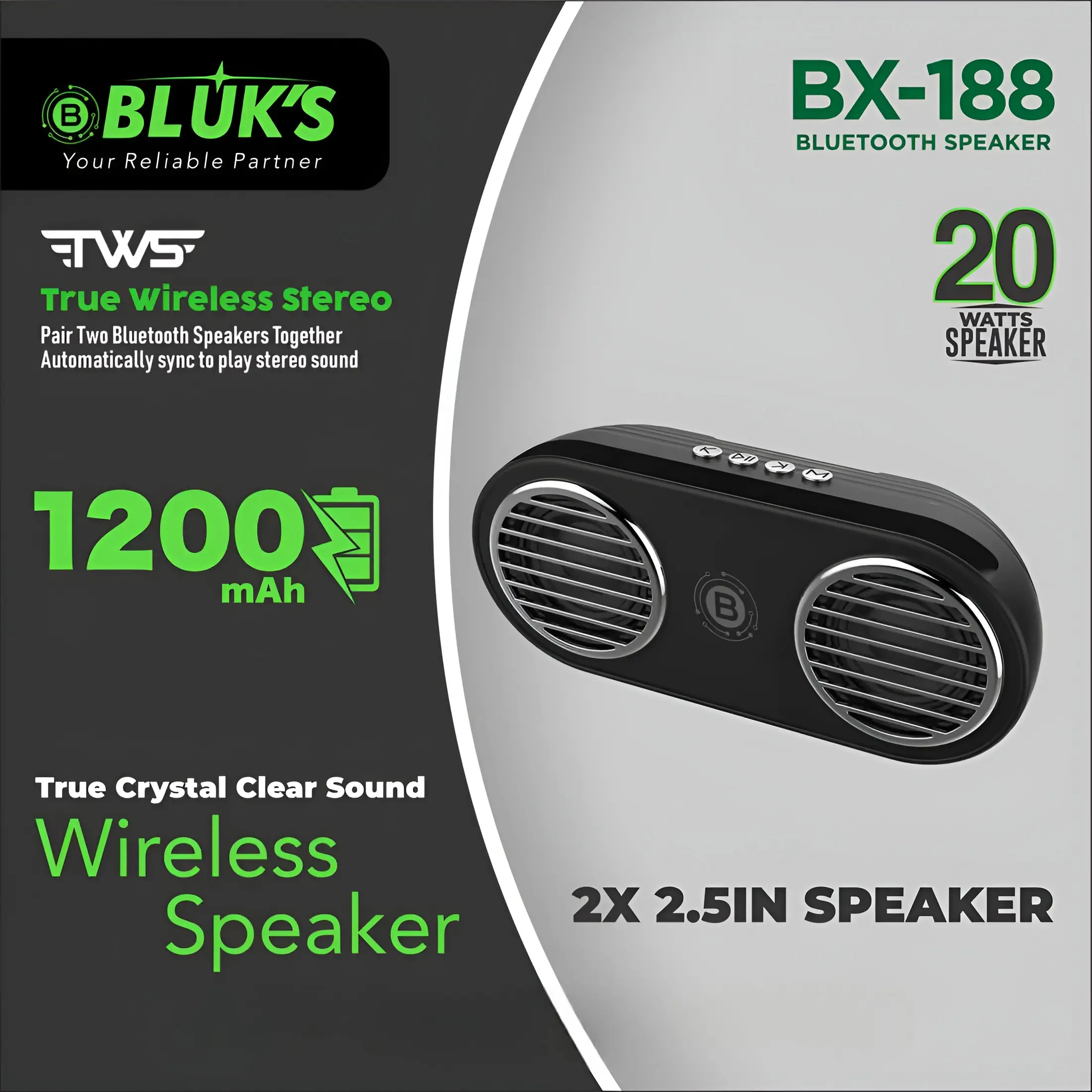 Bluks BX-188 Portable Speaker infographic