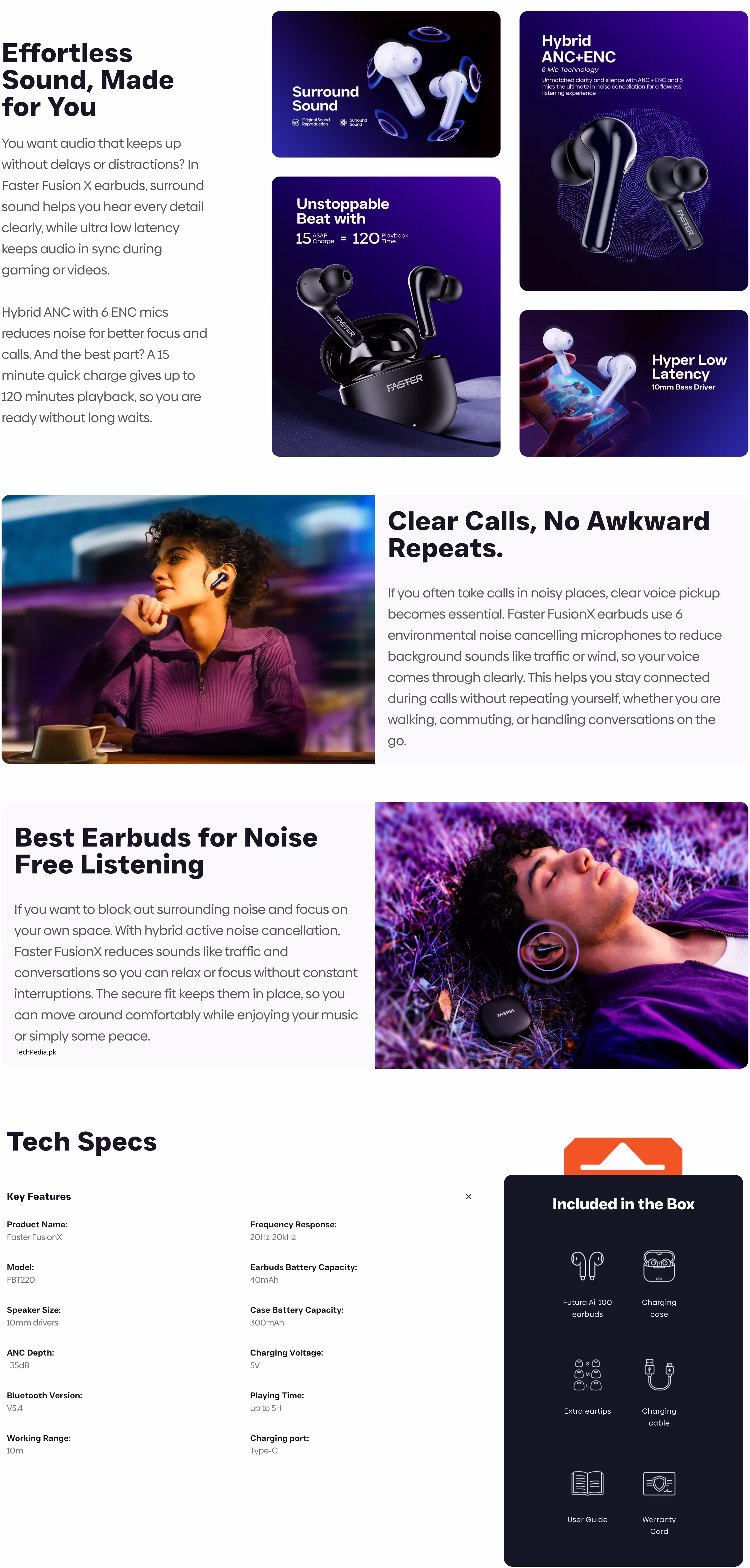 Faster Fusion X Earbuds Infographic