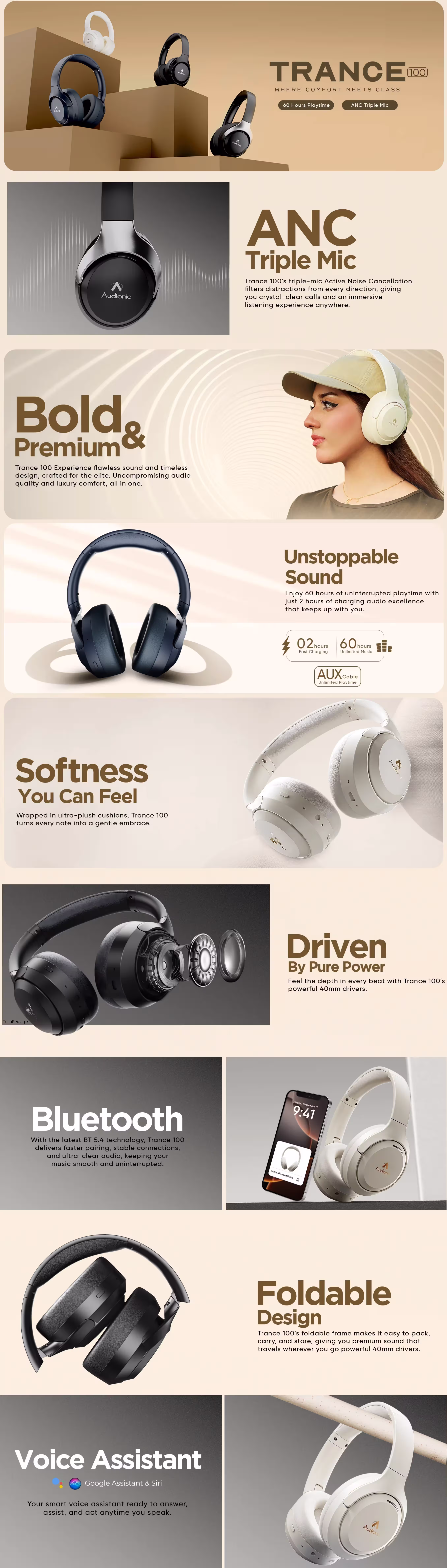 Audionic Trance 100 Headphone Infographic