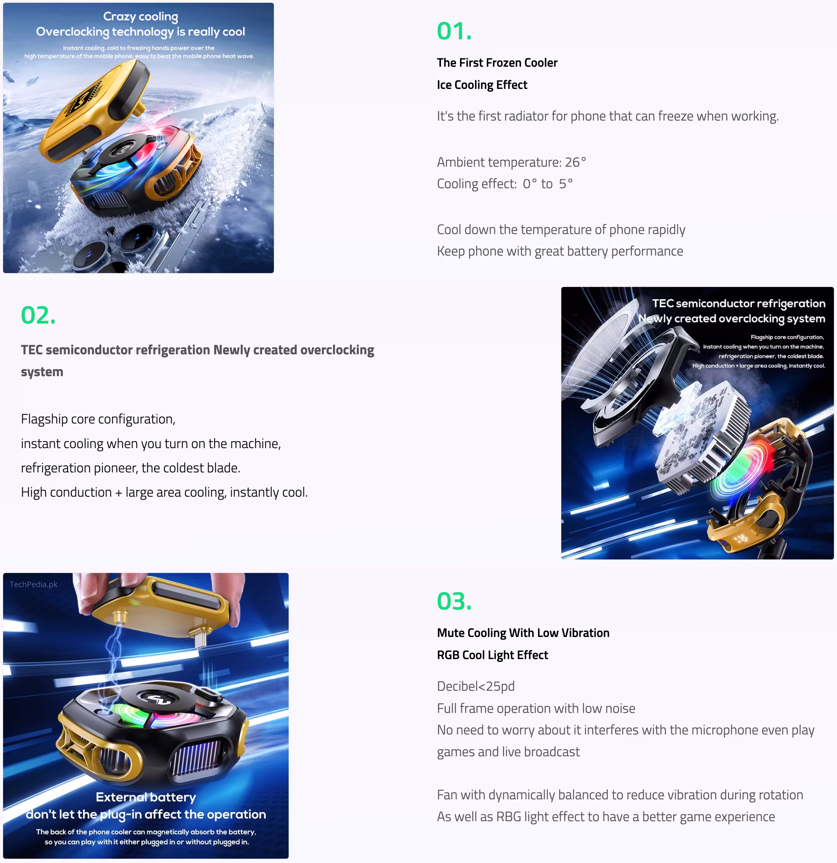 MEMO CX12 Mobile Cooling Fan Features